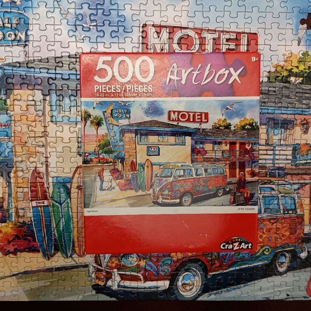 3/$10 🌟 Cra-Z-Art 500 Piece Puzzle with Motel VW Hippie Bus Scene